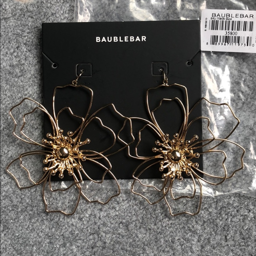 BaubleBar large Gold Flower Earrings